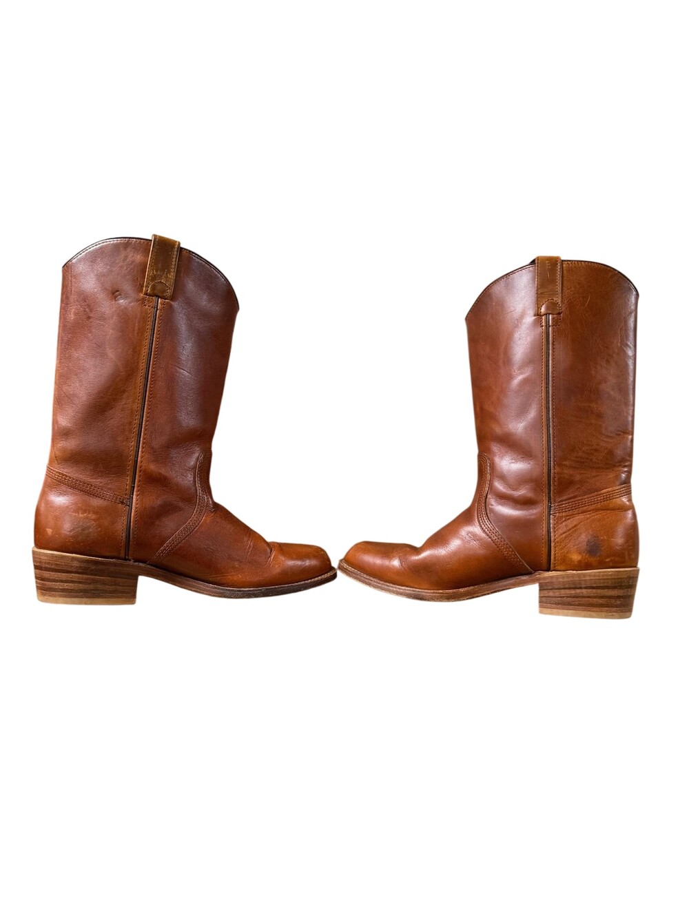 Vintage Stetson Western Boots Mens Size 11 Brown Leather Round Toe Cowboy 846002